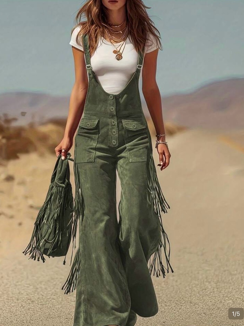Fringe overalls in Olive Green NWOT